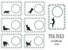 ITH Mug Rugs - Cat Silhouette